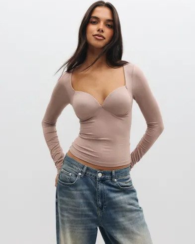 Nelly - Beige - Perfect Bralette LS Top
