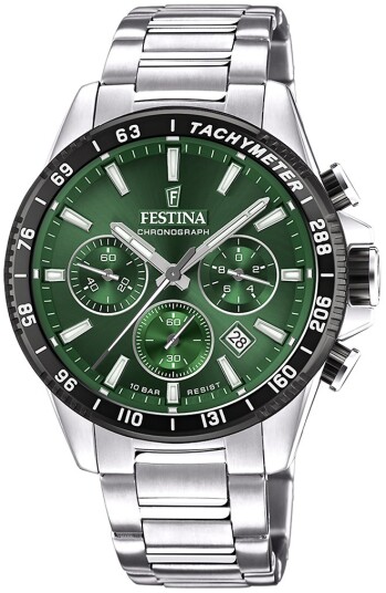 Festina Herreklokke F20560 4 Timeless Grønn/Stål Ø45 mm Festina Herreklokke F20560 4 Timeless Grønn/Stål Ø45 mm
