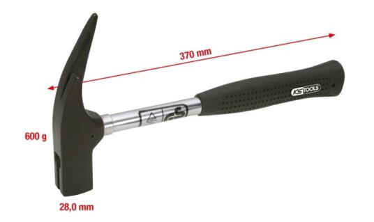 Ks Tools 140.2002, Murerhammer, Stål, Plast, Stål, Sort, 3,2 Cm, 900 G Ks Tools 140.2002, Murerhammer, Stål, Plast, Stål, Sort, 3,2 Cm, 900 G