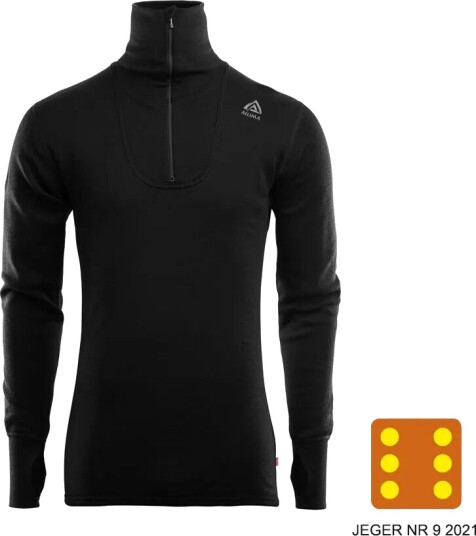 Aclima DoubleWool Polo zip, M's Jet Black Marengo (#202020) Herre L