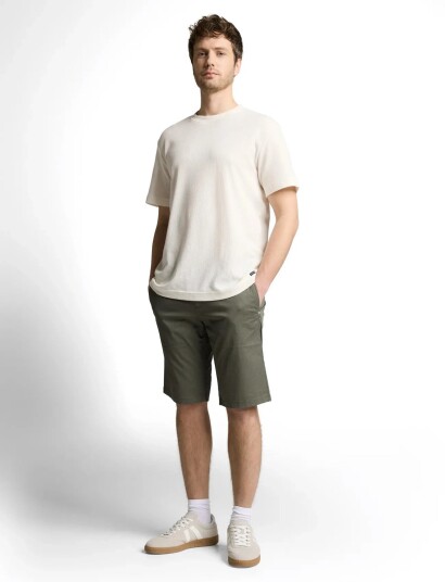 Tom Tailor Slim Printed Chino Shorts Khaki green 33