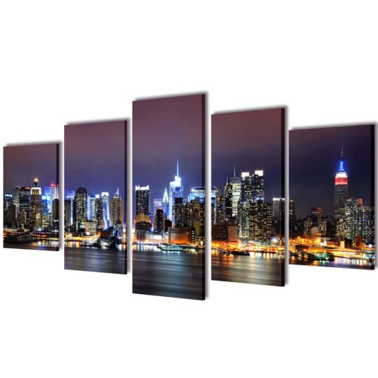 Kanvas Flerdelt Veggdekorasjon New York Horisont 200 x 100 cm Kanvas Flerdelt Veggdekorasjon New York Horisont 200 x 100 cm