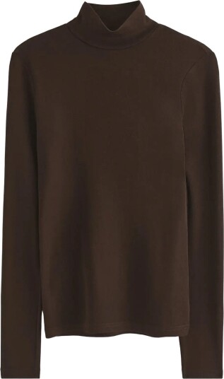 Lindex Top In Merino Wool With Mock Neck DARK BROWN XL