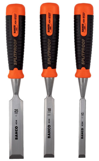 Bahco 434 S3 Ergonomisk Snekkerjern Sett 12-18-25 mm med Beskyttelseshylse