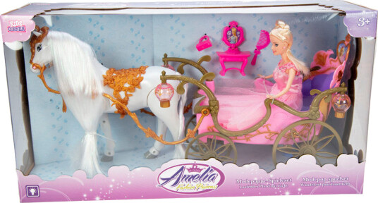 Princess Amelia Fashion Princess Hest Og Vogn Med Dukke Rosa