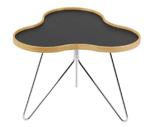 Swedese Flower bord 62 x 66 cm sort, 39 cm, eikekant, kromstativ