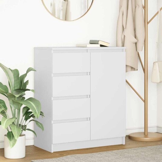  Skjenk med skuffer hvit 71x35x84 cm konstruert tre