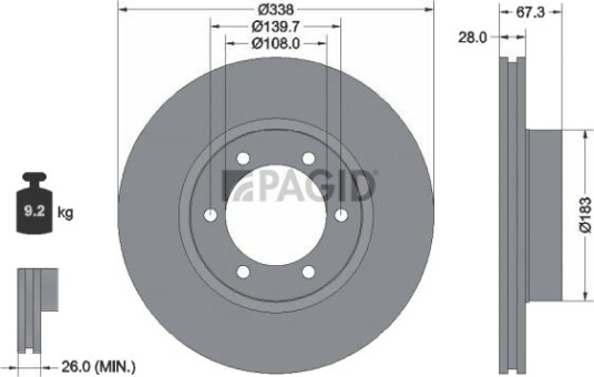 PAGID 54373NC Bremseskive