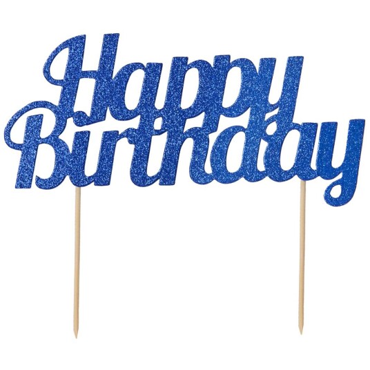 Kaketopp "Happy Birthday" Blå 