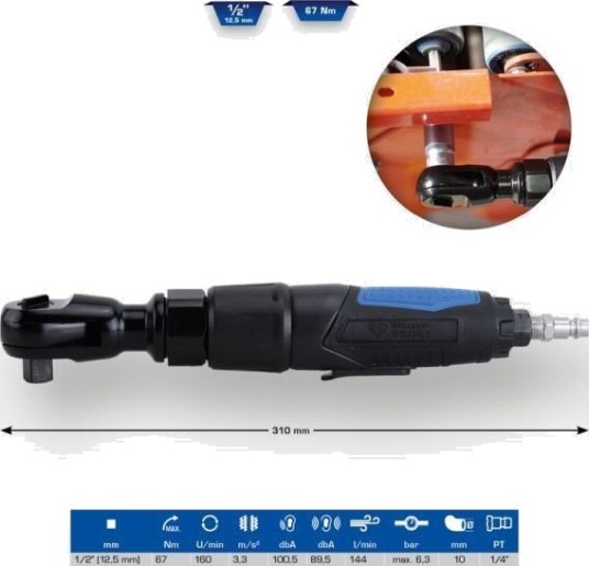 KS TOOLS BT160600 Skralleskrutrekker (trykkluftdrevet)