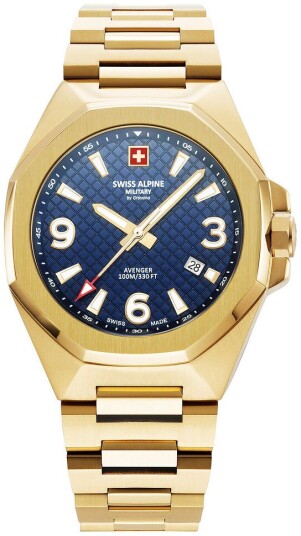 Swiss Alpine Military Herreklokke 7005.1115 Typhoon Blå/Gulltonet