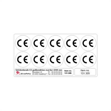 Jo Safety CE merker runde Ø 20 mm Ark á 10 stk etiketter 131305 Jo Safety CE merker runde Ø 20 mm Ark á 10 stk etiketter 131305