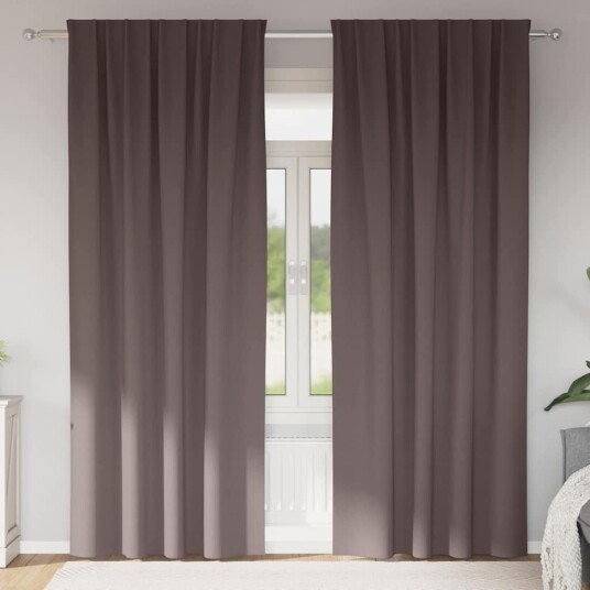 Gardiner med gardiner 2 pcs Mørkebrun Polyester