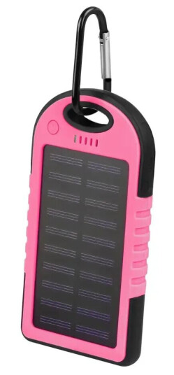 Setty Powerbank med Solcelle 5000 mAh 10W 2 x USB-A - Pink