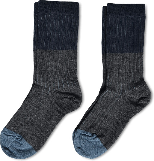 FUB 2 Pack Contrast Rib Socks Grey 19/21 FUB 2 Pack Contrast Rib Socks Grey 19/21
