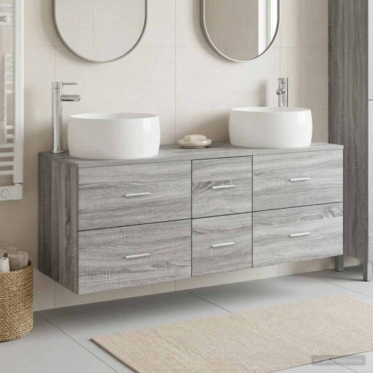 vidaXL Baderomsinnredningssett 3 stk. Grå Sonoma 49,5 x 44,5 x 66 cm vidaXL Baderomsinnredningssett 3 stk. Grå Sonoma 49,5 x 44,5 x 66 cm