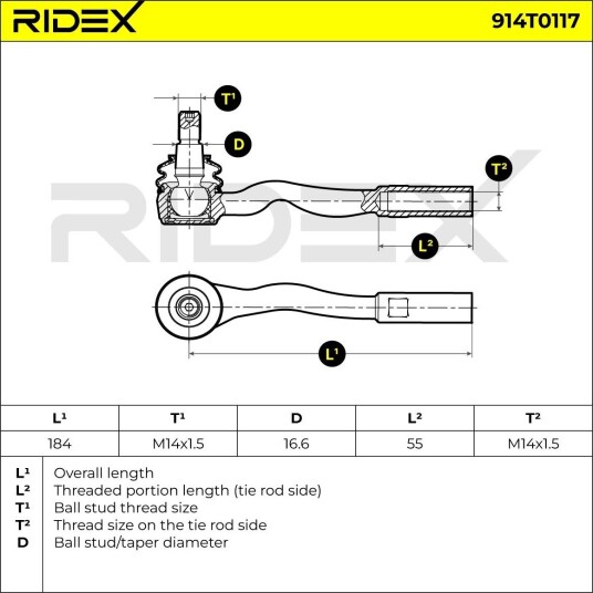 RIDEX 914T0117 Endeledd RIDEX 914T0117 Endeledd