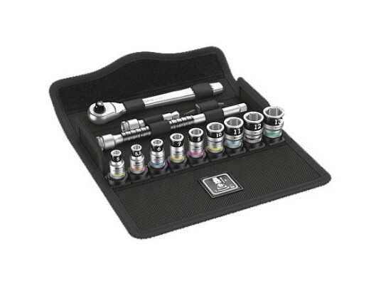 Wera 8100 Sa 12 Hf, Støpselsett, Sort, Kromfarget, Flerfarget, Skrallehåndtak, 1 Stykker, 1/4", 5,5.5,6,7,8,10,11,12,13 Mm