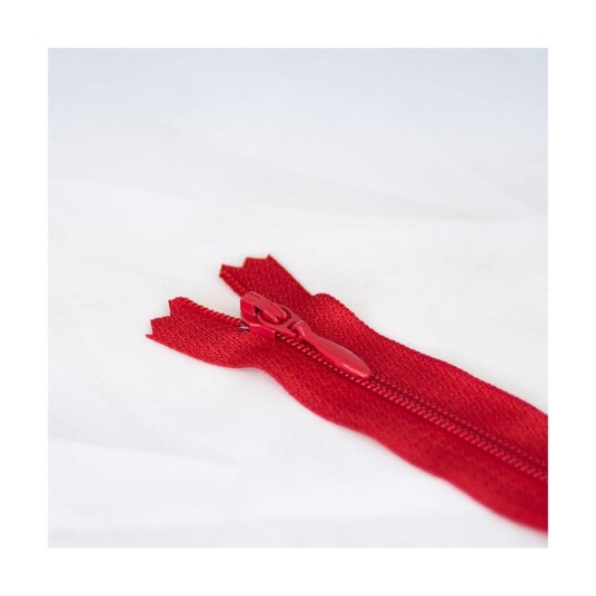 Tynn plastglidelås 15cm Rød