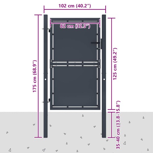 vidaXL Hageport stål 100x125 cm antrasitt