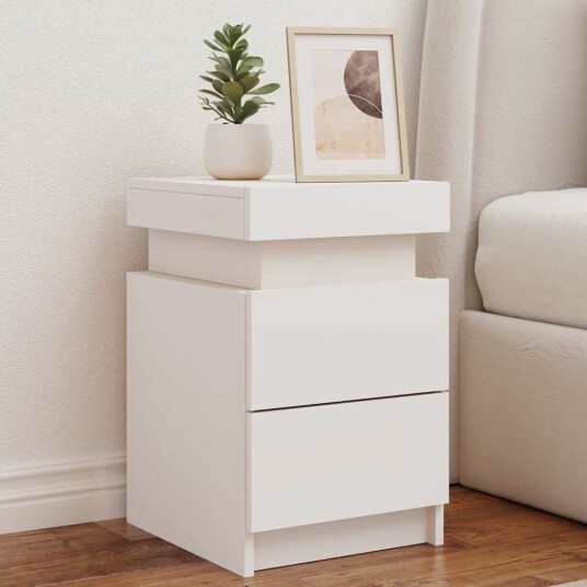 Nattbord med LED hvit 35x39x55 cm 8721012253339
