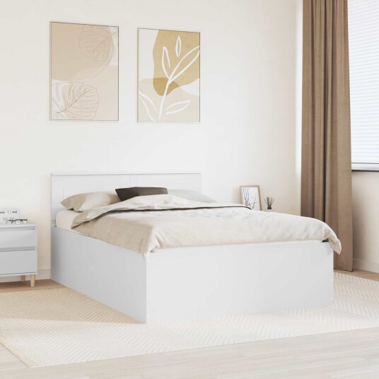 Sengestamme med hodegjerde Hvit 160 x 200 cm Konstruert tre