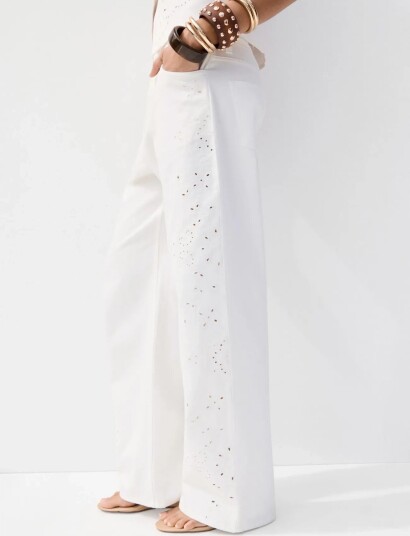 Mango Embroidered Cut Out Balloon Jeans White 40 Mango Embroidered Cut Out Balloon Jeans White 40