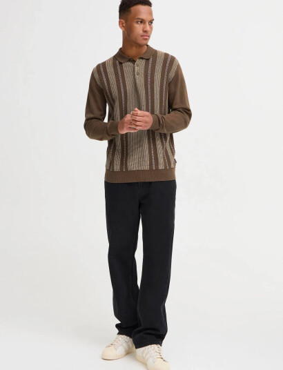 Blend Bhbertil Polo Knit - Brown - S Blend Bhbertil Polo Knit - Brown - S