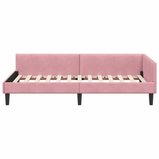 Hjørnesengramme med hodegjerde Rosa 80 cm x 200 cm Fløyel