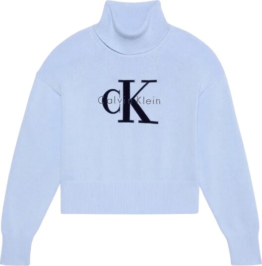 Calvin Klein Jeans Ls Logo Tneck Pullover Blue XS