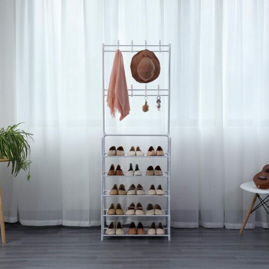Herzberg Segmentert Hallstand Kleshenger med 5 hyller Skostativ 80x173cm Herzberg Segmentert Hallstand Kleshenger med 5 hyller Skostativ 80x173cm