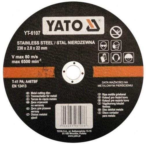 YATO YT-6107 230mm Mellomleggsskive for Vinkelsliper - Rustfritt Stål