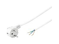 MicroConnect PowerCord - Strømkabel - uisolert tråd til CEE 7/7 (hann) - 5 m - 90°-kontakt - hvit