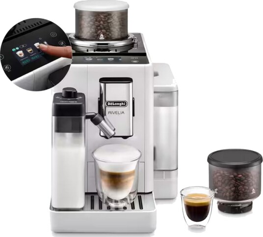 De’Longhi Rivelia Espressomaskin med innebygd kaffekvern 1,4L Hvit De’Longhi Rivelia Espressomaskin med innebygd kaffekvern 1,4L Hvit
