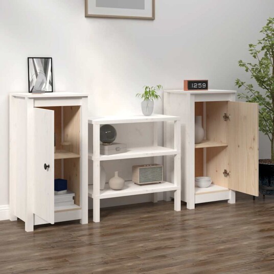vidaXL Skjenker 2 stk hvit 40x35x80 cm heltre furu vidaXL Skjenker 2 stk hvit 40x35x80 cm heltre furu