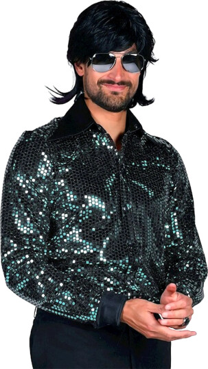 Thetru B.v. Disco Skjorte Herre Svart Turkis Deluxe XX-Large 3829-1500-0XXL