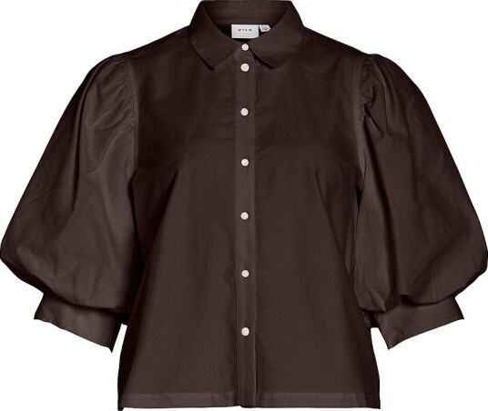Vila Bluse Virealu 2/4 Collar Shirt Brun
