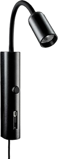 Tube Wall USB 3000K med integrert dimmer, sort