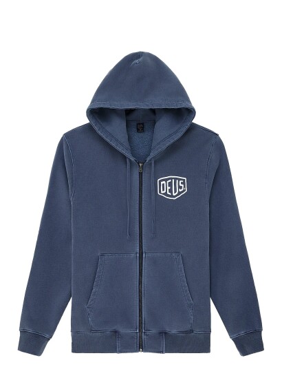 Deus Ex Machina Shield Garment Dyed Zip Hoodie Navy L