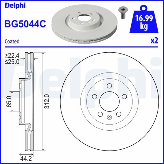 Bremseskive DELPHI BG5044C Bremseskive DELPHI BG5044C