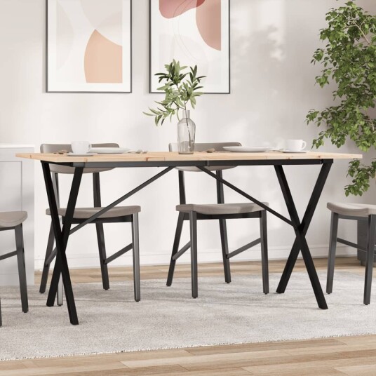 Spisebord X-ramme 160x80x75 cm heltre furu og støpejern 3282699