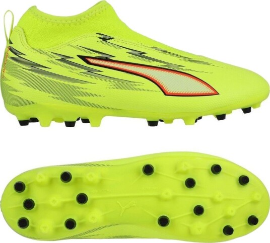 PUMA Ultra 6 Match Laceless + MG Unleashed Gul/PUMA Svart/rød/Lime Squeeze Barn Multi Ground (MG) størrelse 38½