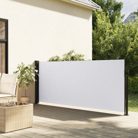 Uttrekkbar sidemarkise hvit 120x500 cm 4004406