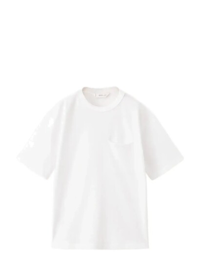 Mango Cotton T Shirt With Pocket Detail White 5 6 Mango Cotton T Shirt With Pocket Detail White 5 6