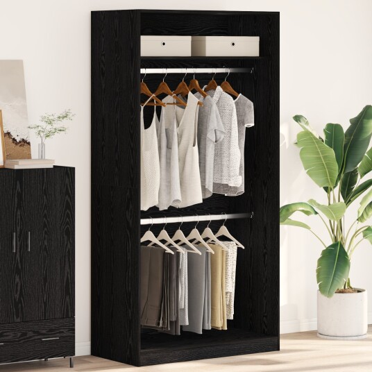 Sort Eikegarderobe 100 x 50 x 200 cm laget av konstruert tre