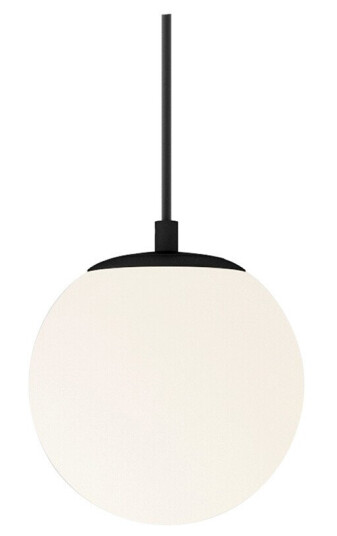 Lucande hengelampe Bidolo svart glass Ø 15 cm IP44