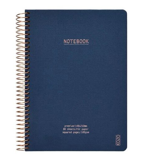 KOZO Squared Notebook A5 Premium Navy KOZO Squared Notebook A5 Premium Navy