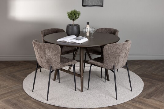 Kaseidon Spisegruppe 100 cm Rund med 4 Modesto Stoler Sort