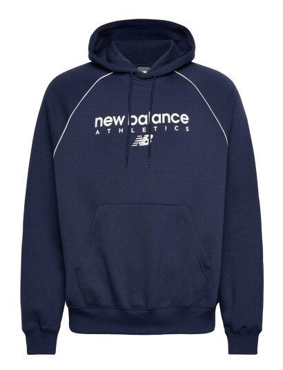 New Balance Linear Graphic Fleece Hoodie   Navy   M