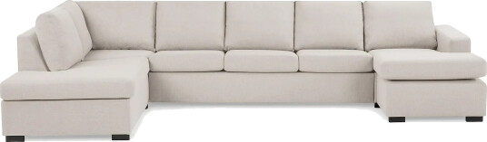 Crazy 5 seters Venstrevendt U formet X Large Sofa med Divan og Sjeselong i Stoff   Beige